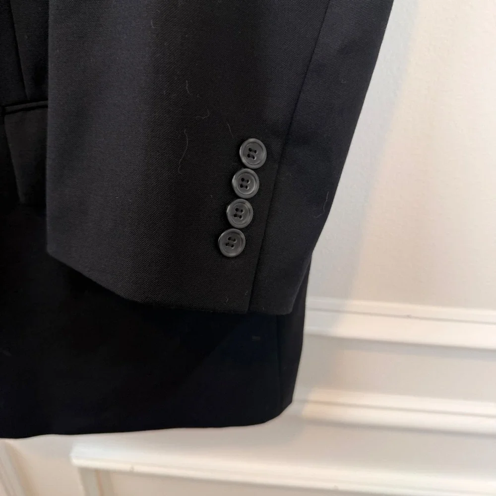 Joseph & Feiss Gold Mens 50 Short Black 100% Wool 2-Button Blazer Suit Jacket